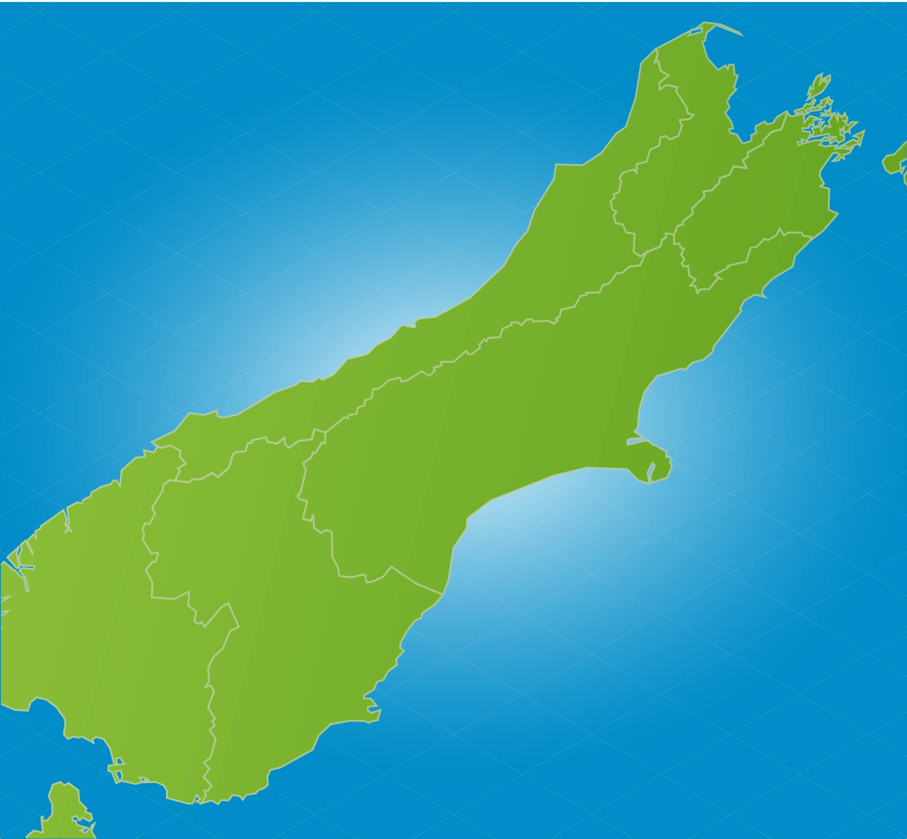 Map of New Zealand’s South Island with the Roverland Voyage route